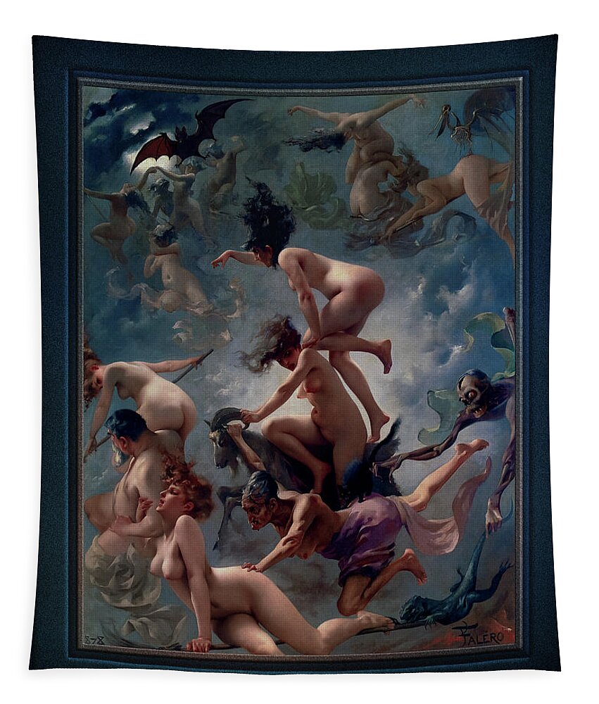 Witches Going To Their Sabbath Tapestry featuring the painting Witches Going To Their Sabbath by Luis Ricardo Falero Old Masters Classical Art Reproduction by Rolando Burbon