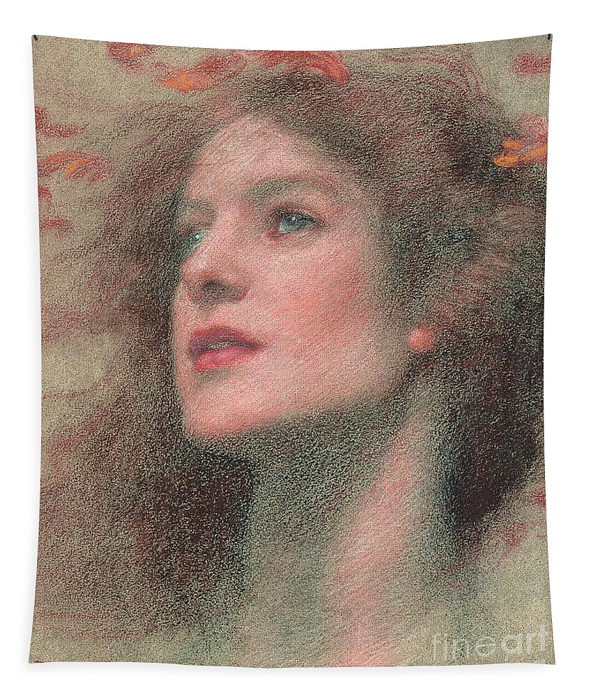 Chalk Tapestry featuring the pastel With the Wind by Edward Robert Hughes