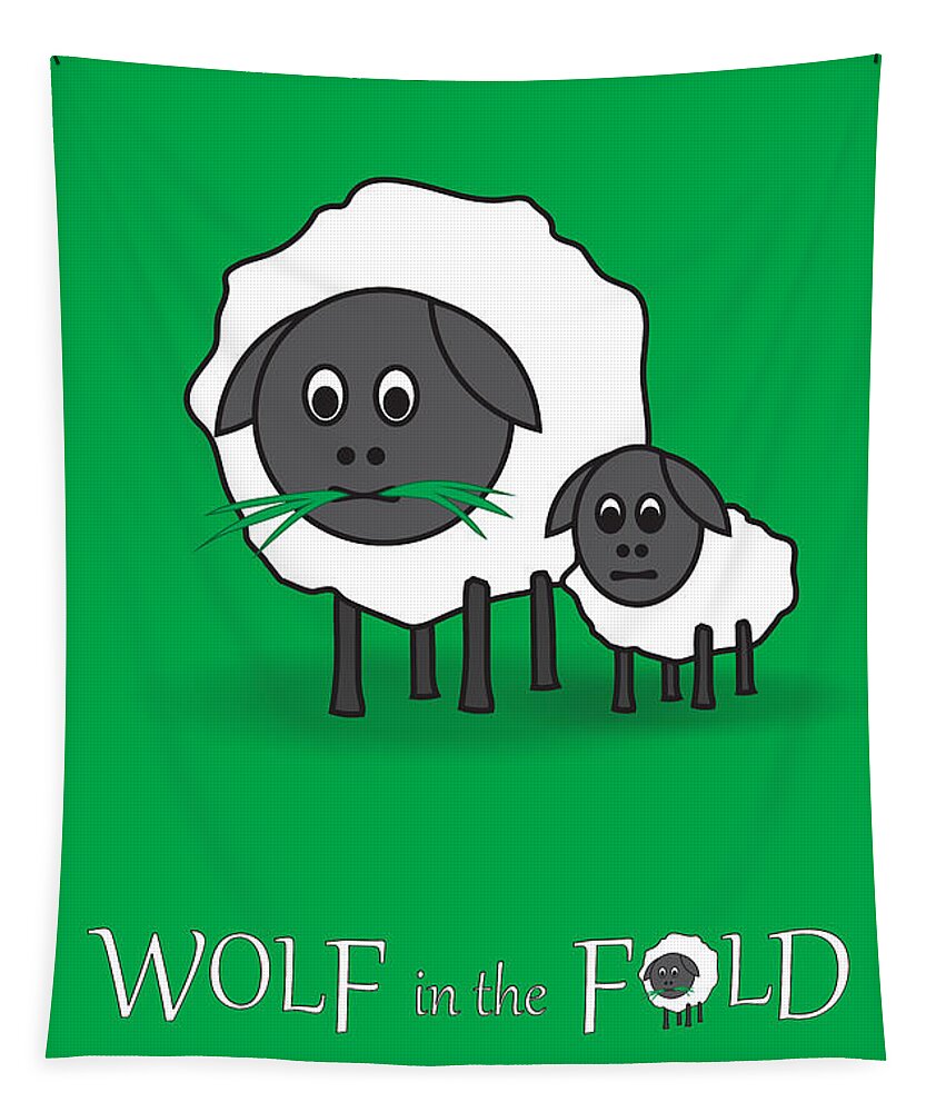 Digital Art Tapestry featuring the digital art Wolf in the Fold - Sheep by K Bradley Washburn