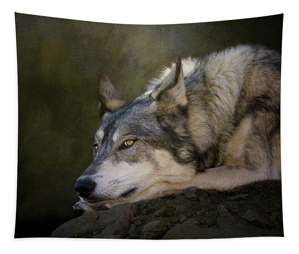 Wolf Tapestry featuring the digital art Wolf Watch by Nicole Wilde