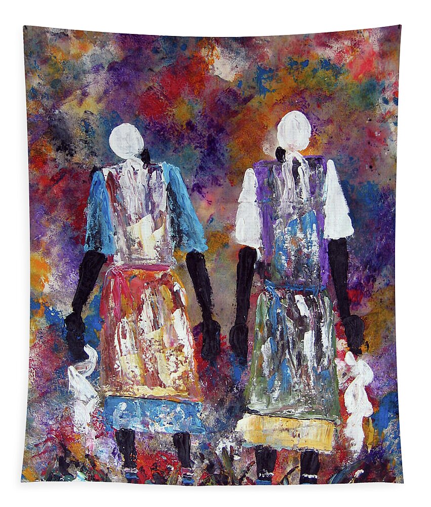  Tapestry featuring the painting Woman Of Peace by Peter Sibeko