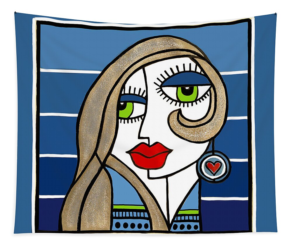 Woman Tapestry featuring the digital art Woman with Earring by Diana Rajala