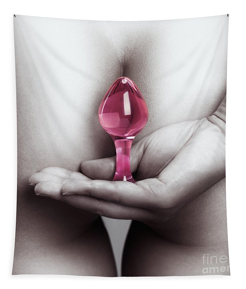 Woman with pink butt plug sex toy in her hand Tapestry by Maxim Images Exquisite Prints