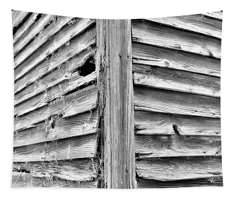 Wood Planks Abstract Black And White 2 Tapestry featuring the photograph Wood Planks Abstract Black And White 2 by Lisa Wooten