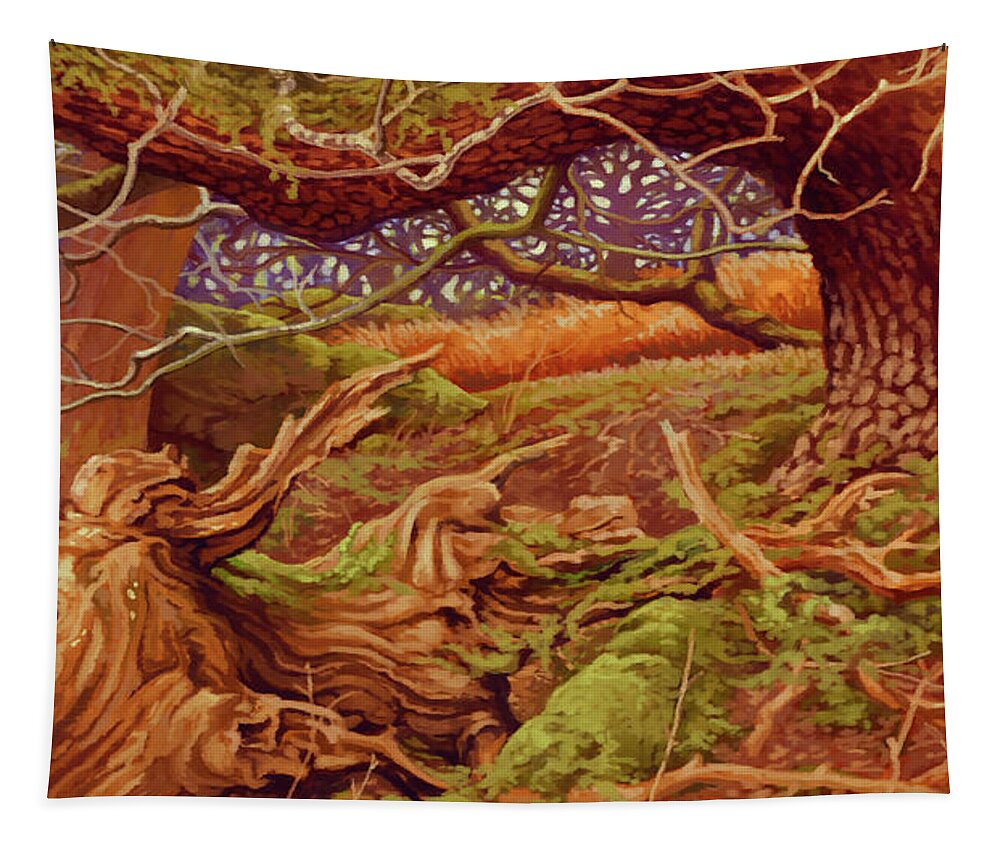 Forest Tapestry featuring the painting Woodland by Hans Neuhart
