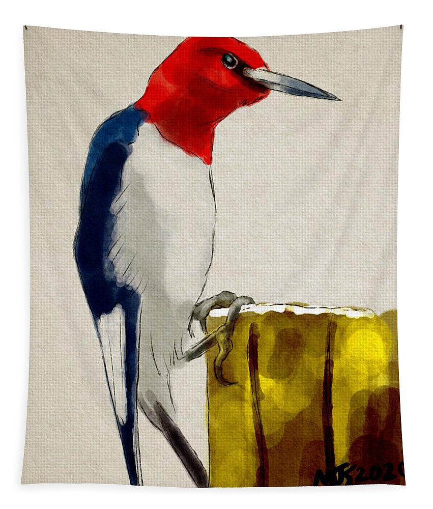 Birds Tapestry featuring the digital art Woody by Michael Kallstrom