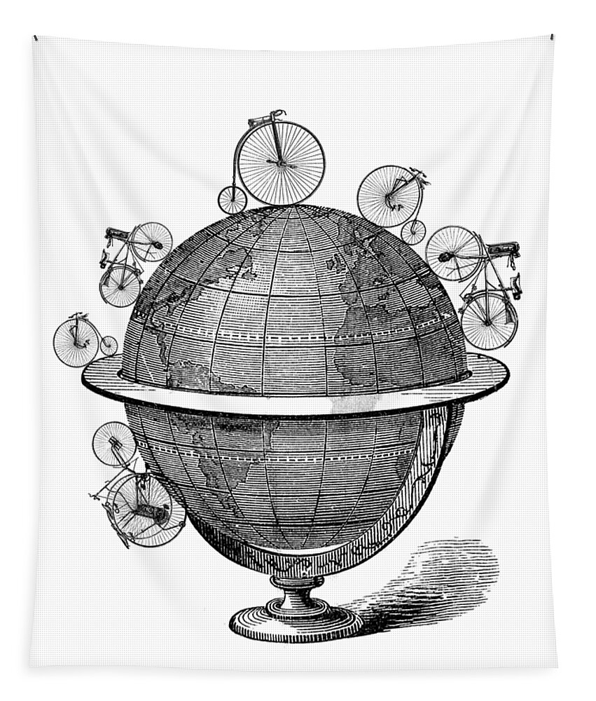 Globe Tapestry featuring the digital art World Traveler by Madame Memento
