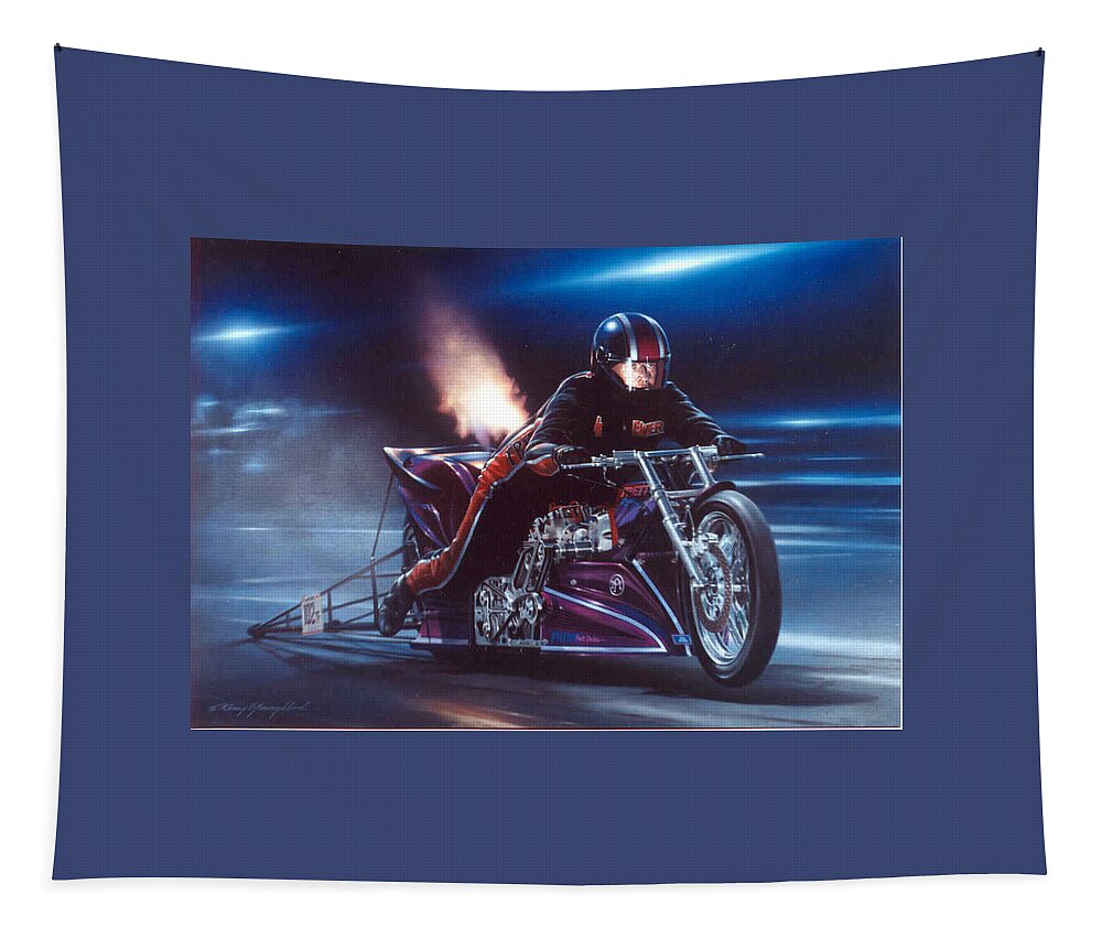 Drag Bike Elmer Trett Nhra Nitro Kenny Youngblood Tapestry featuring the painting Worlds Fastest Drag Bike by Kenny Youngblood