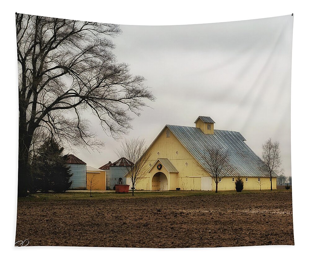 Barn Tapestry featuring the photograph Wrapped in Yellow by Andrea Platt