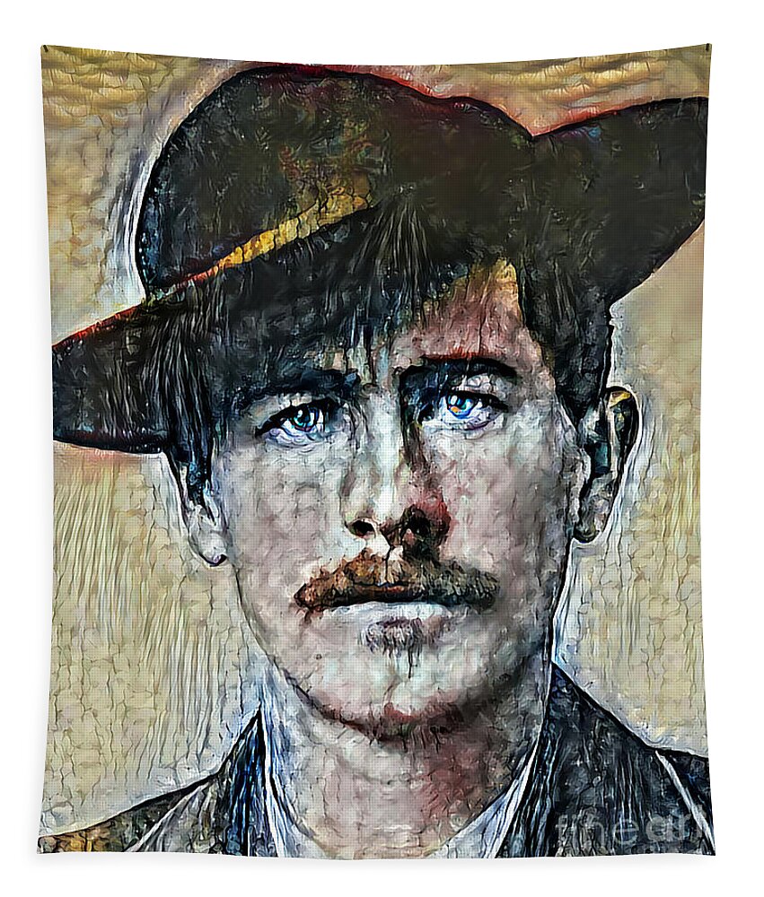 Wingsdomain Tapestry featuring the photograph Wyatt Earp in Brutalism Colors 20200806a by Wingsdomain Art and Photography
