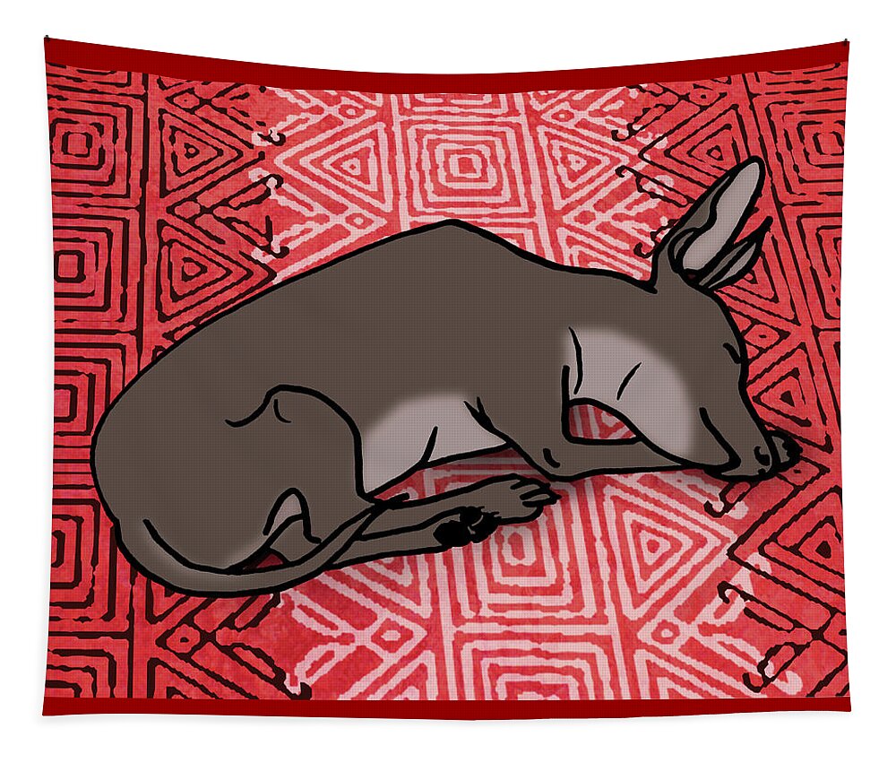 Xolo Tapestry featuring the mixed media Xolo Dog on Red Ornament by Masha Batkova