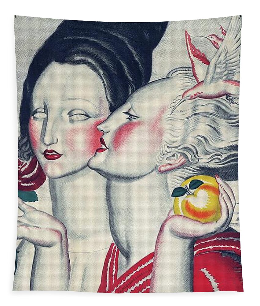 Dupas Tapestry featuring the painting XVme Salon des Artistes Decorateurs 1924 Art Deco Poster by Vincent Monozlay