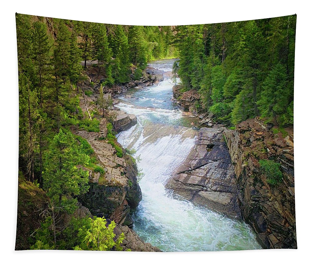 Yaak Falls Tapestry featuring the photograph Yaak Falls by Dan Eskelson