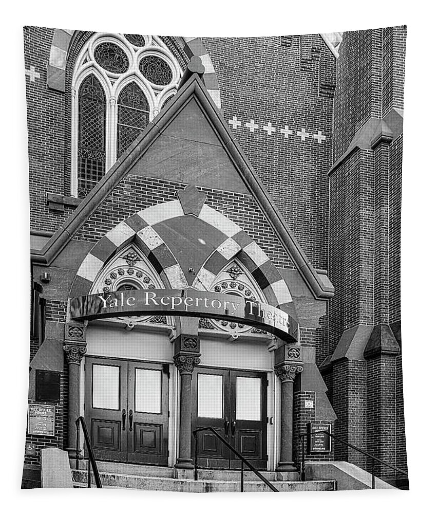 Yale Repertory Theatre Tapestry featuring the photograph Yale Repertory Theatre BW by Susan Candelario
