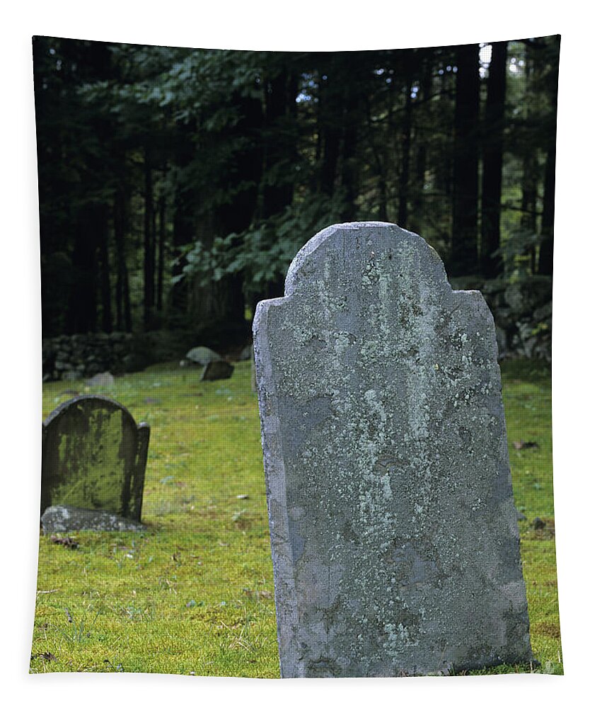  Gravestone Tapestry featuring the photograph Ye Olde Cemetery - Danville New Hampshire by Erin Paul Donovan