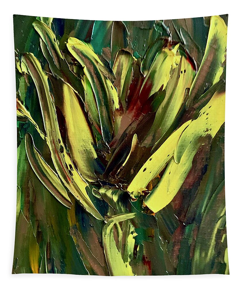 Flower Tapestry featuring the painting Yellow flower 1 by Teresa Moerer