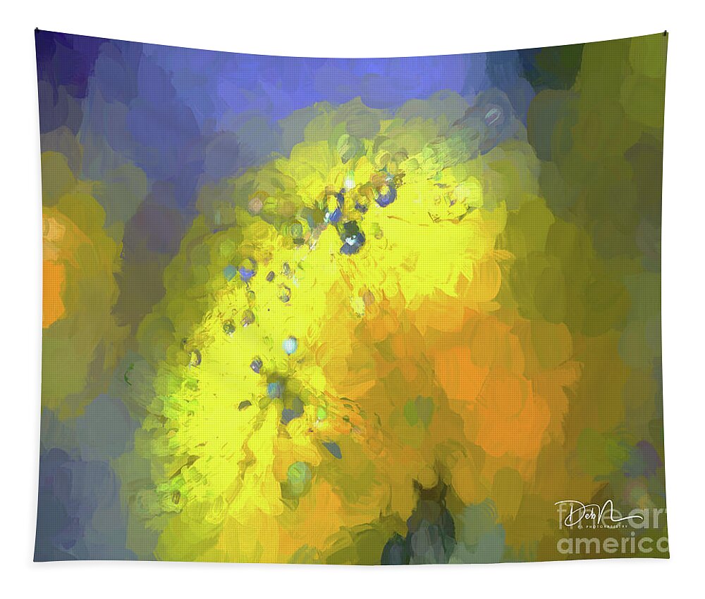Abstract Tapestry featuring the digital art Yellow Flower Impression by Deb Nakano