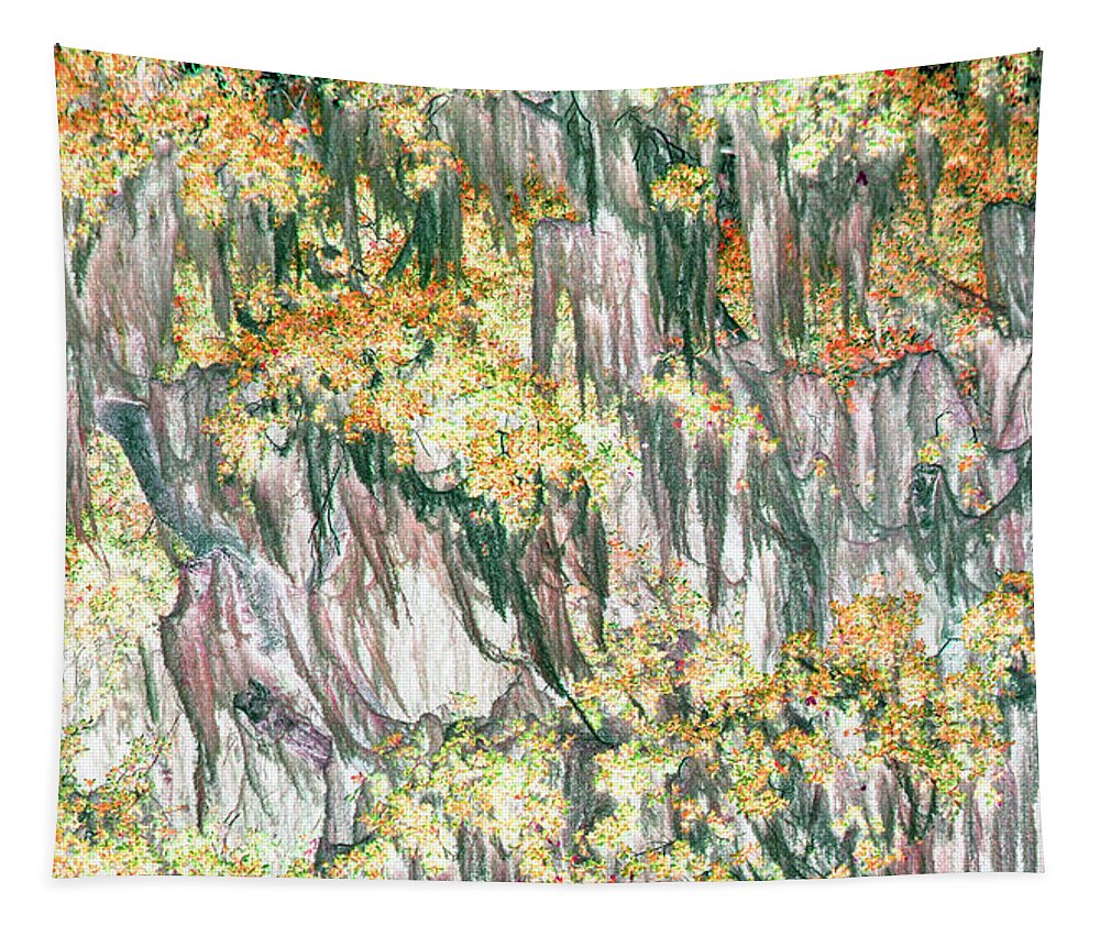 Trees Tapestry featuring the photograph Yellow Moss by Missy Joy