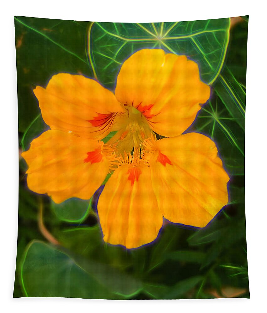 Yellow Flower Tapestry featuring the photograph Yellow Flower In A Garden by Cordia Murphy