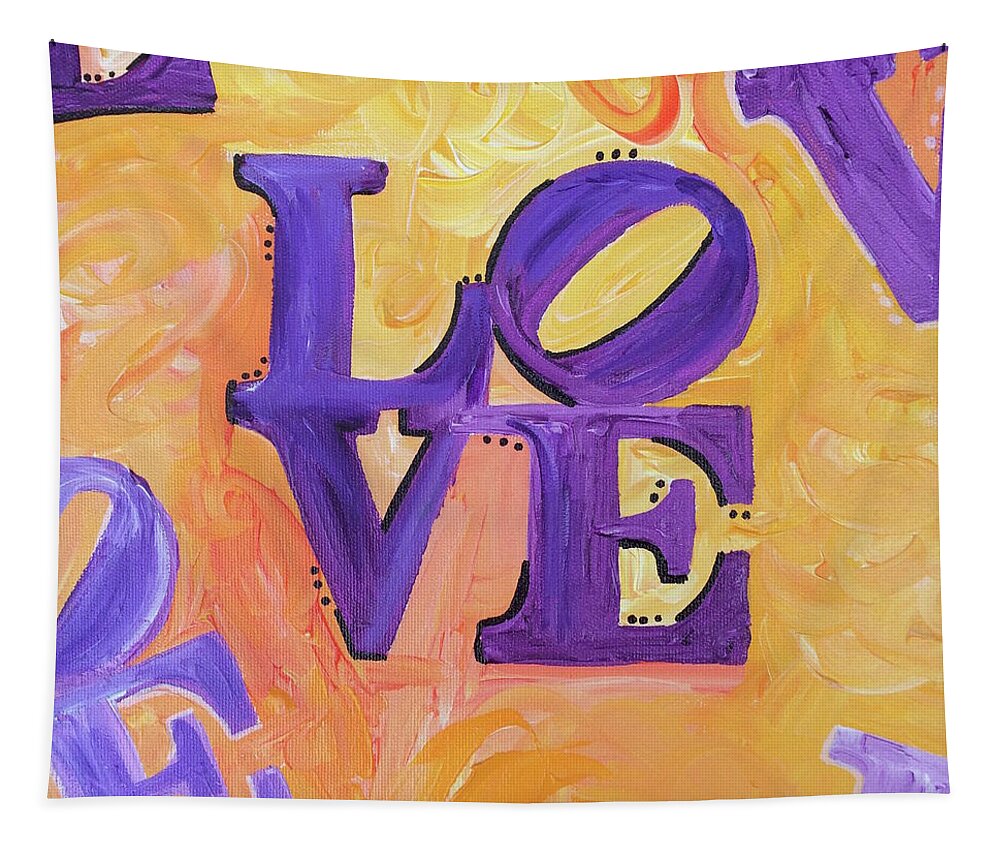 Love Tapestry featuring the painting Yellow Purple Love by Britt Miller