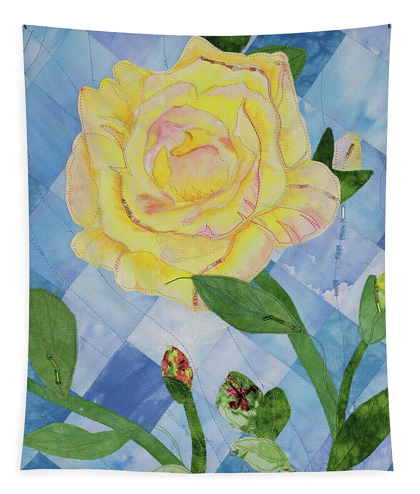 Fiber Art Tapestry featuring the mixed media Yellow Rose of Texas 3 by Vivian Aumond