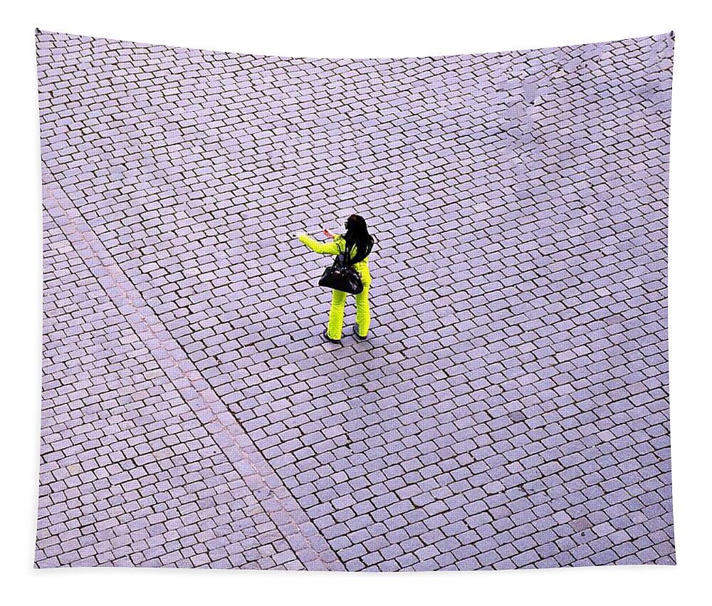 Street Tapestry featuring the photograph Yellow Spot by Thomas Schroeder