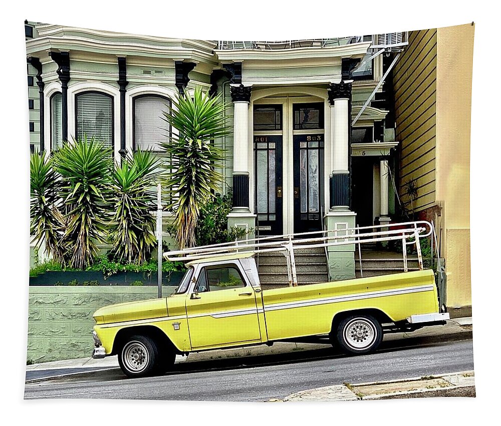  Tapestry featuring the photograph Yellow Truck by Julie Gebhardt
