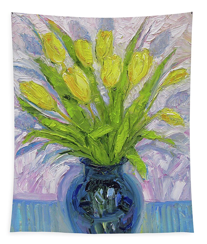 Tulips Tapestry featuring the painting Yellow Tulips by John McCormick