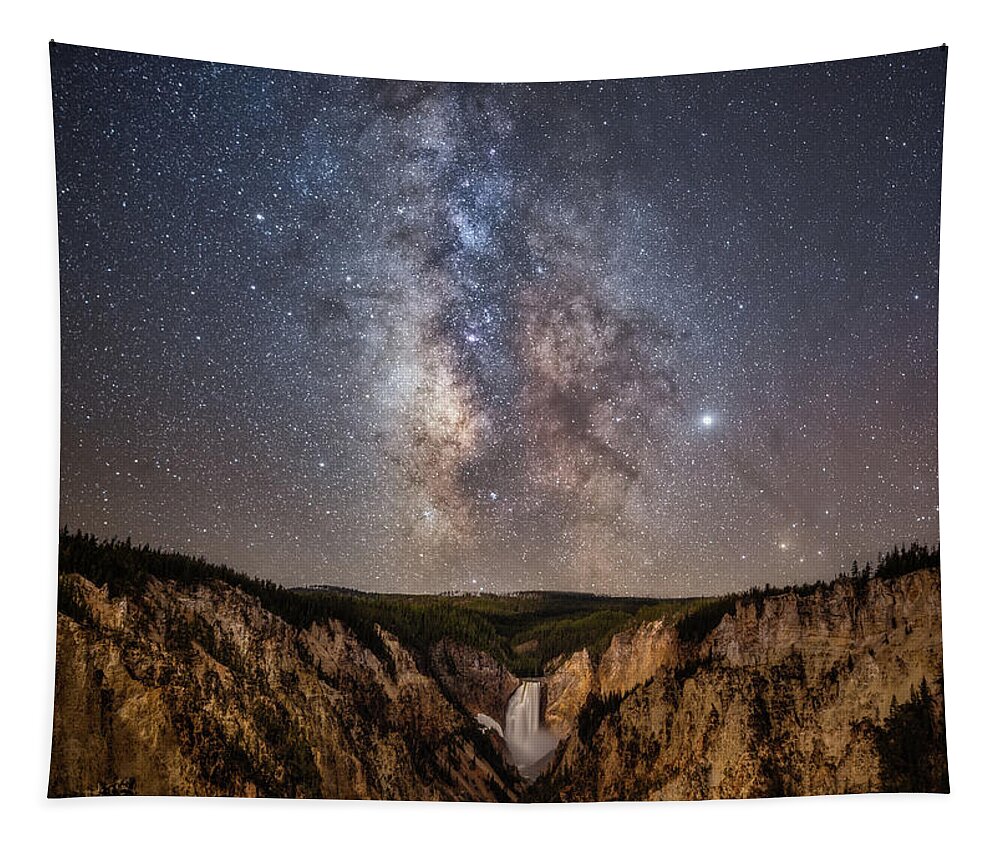 #faatoppicks Tapestry featuring the photograph Yellowstone at Night by Darren White