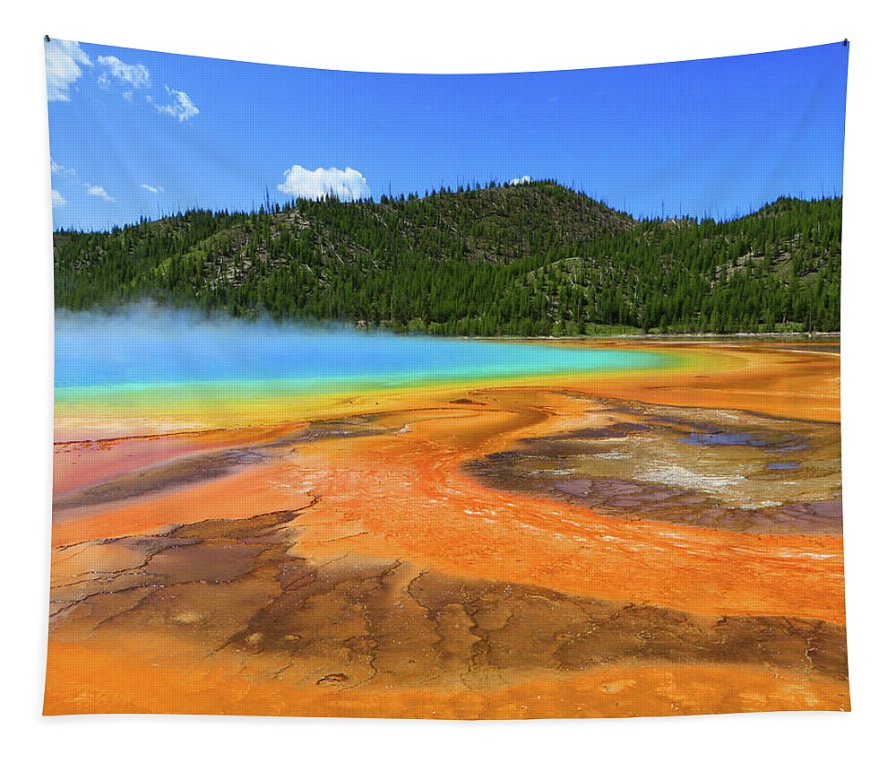 Spring Tapestry featuring the photograph Yellowstone Grand Prismatic Spring by Rick Wilking