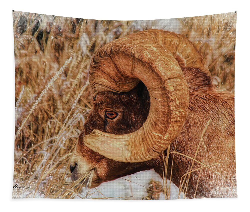 Wildlife Tapestry featuring the mixed media Yellowstone Wildlife Artistry by DB Hayes