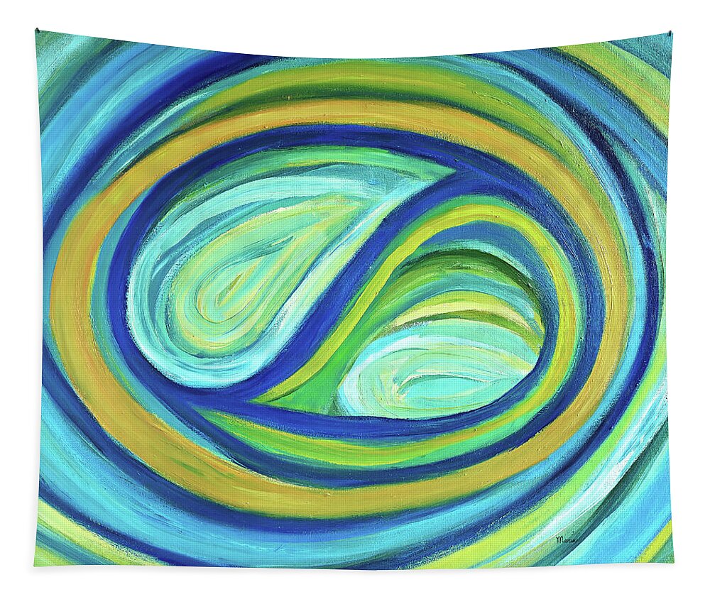 Yin And Yang.abstract Tapestry featuring the painting Yin and Yang by Maria Meester