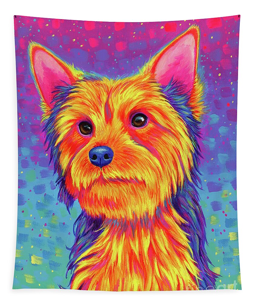 Dog Tapestry featuring the painting Yorkshire Terrier by Rebecca Wang
