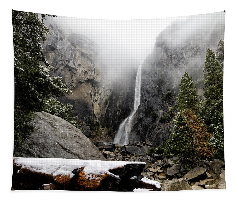 Ca Tapestry featuring the photograph Yosemite Falls in Winter I by Cheryl Strahl