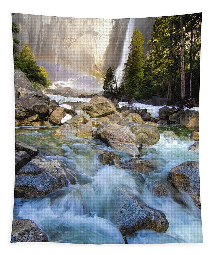 Yosemite Tapestry featuring the photograph Yosemite Lower Falls by Norma Brandsberg