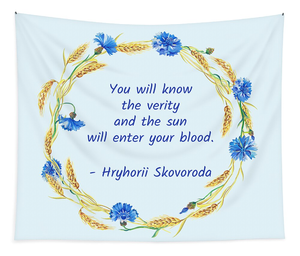 Skovoroda Tapestry featuring the digital art You will know the verity by Alex Mir