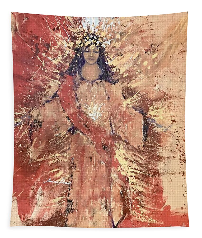 Angel Tapestry featuring the painting Your way is being guided by Monica Elena