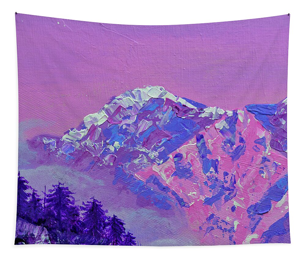Mountain Tapestry featuring the painting Your World Mountain Fragment by Ashley Wright
