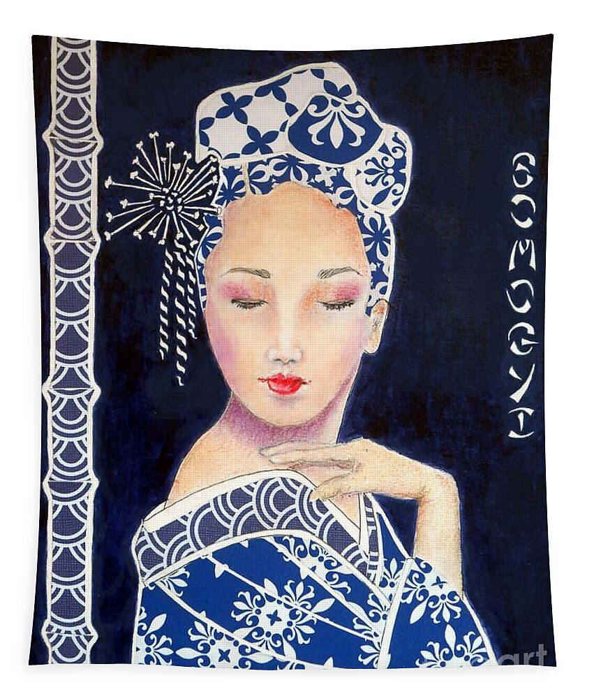 Yukata Tapestry featuring the mixed media Yukata by Jayne Somogy