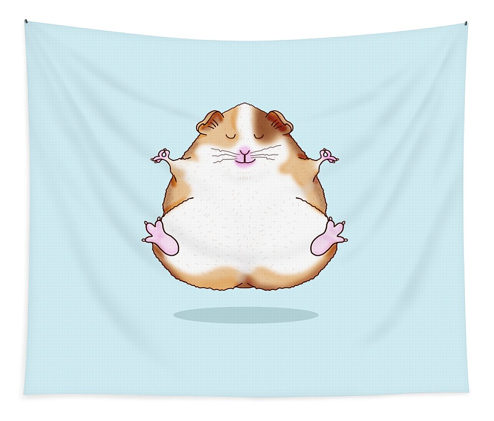 Guinea Pig Tapestry featuring the digital art Zen Guinea Pig Meditating by Laura Ostrowski