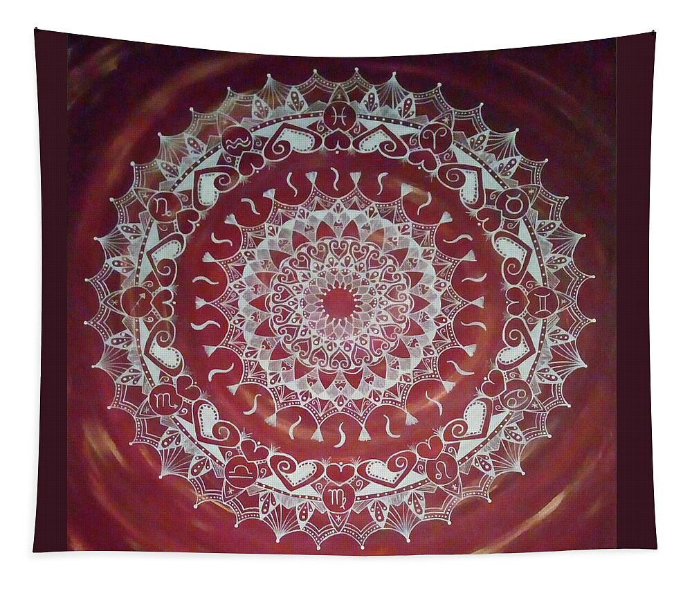 Mandala Tapestry featuring the painting Zodiac Mandala by Eseret Art