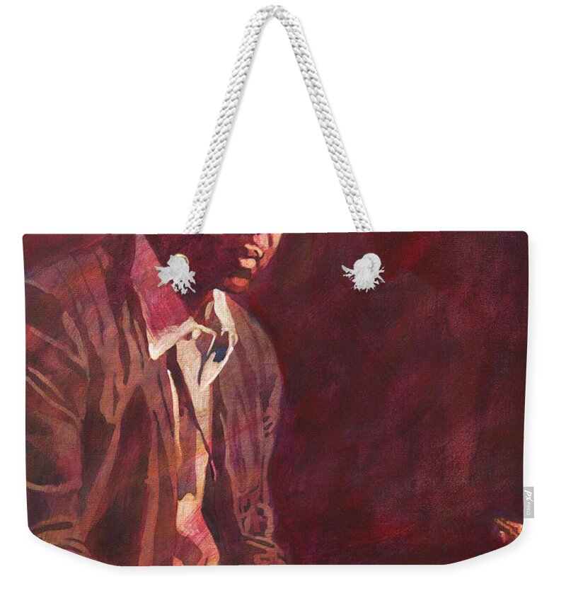 Jazz Weekender Tote Bag featuring the painting A Love Supreme - Coltrane by David Lloyd Glover