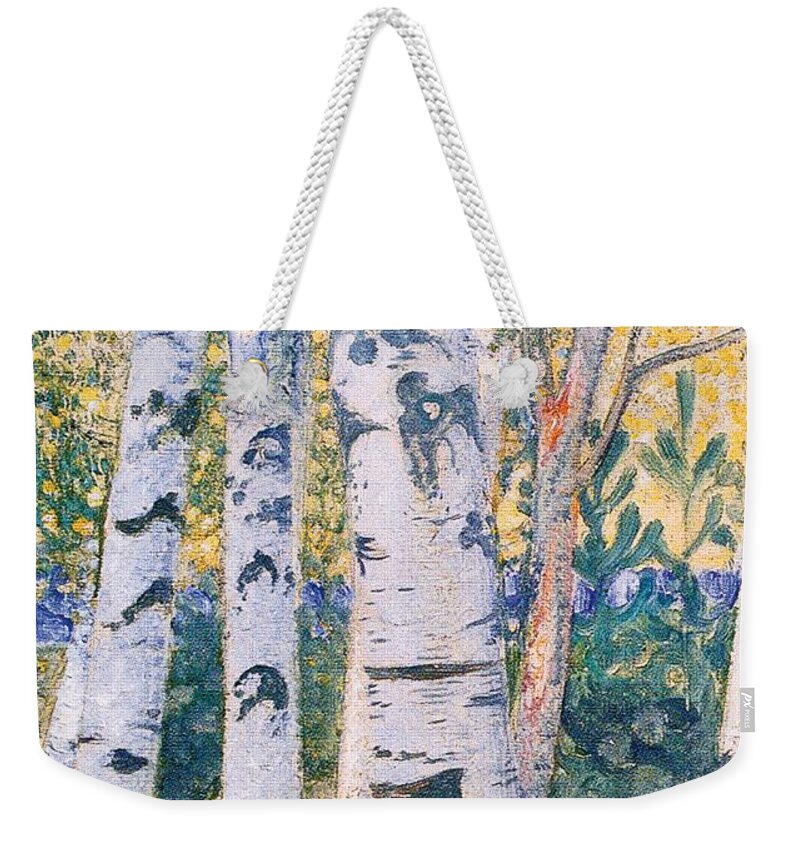 Silver Birch; Birches; Sweden; Tree; Scandinavian Weekender Tote Bag featuring the painting Birch Trees by Carl Larsson