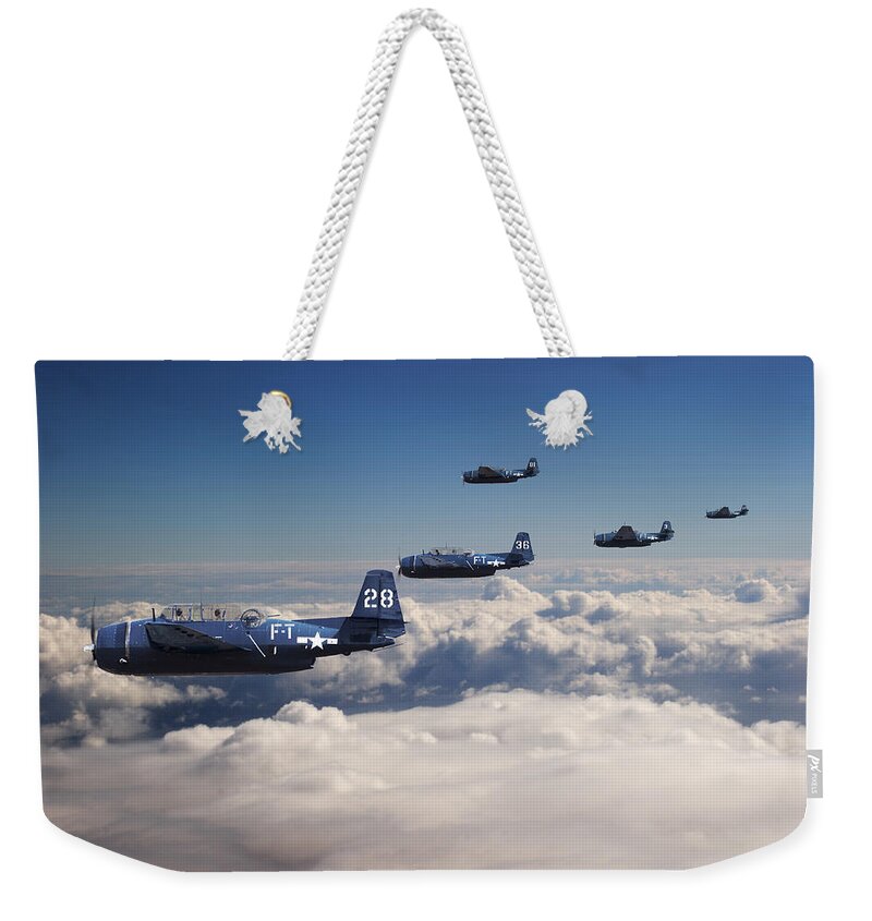 Aircraft Weekender Tote Bag featuring the digital art Grumman Avenger - Lost.... by Pat Speirs