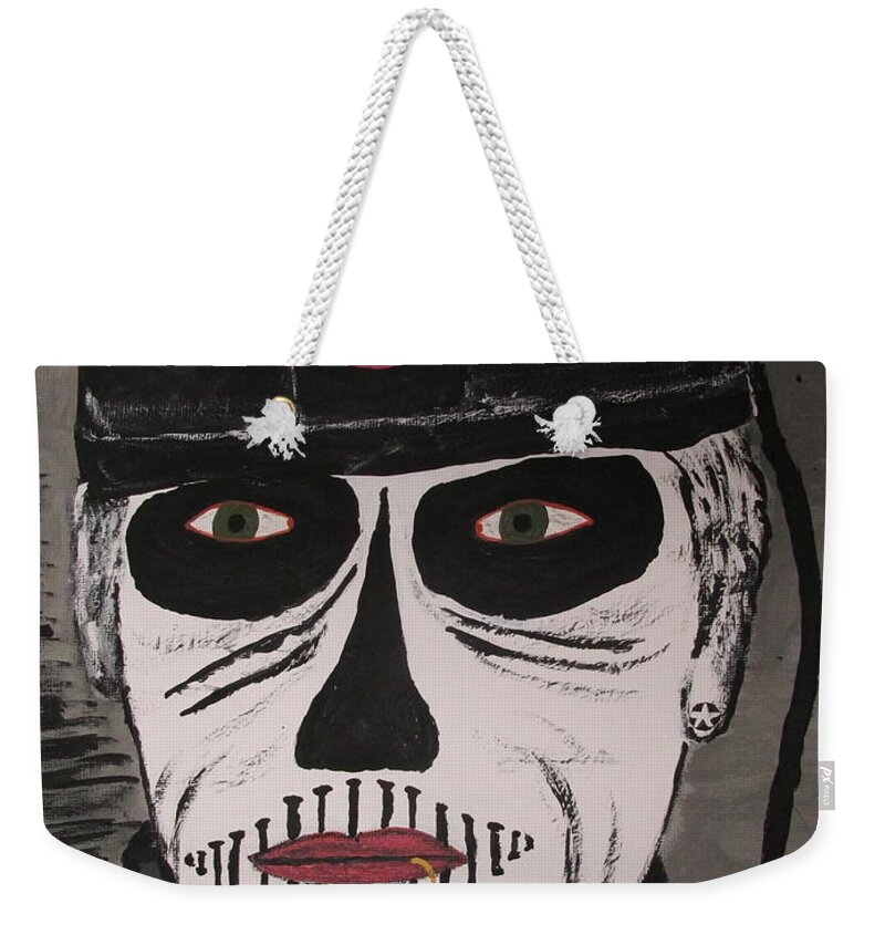 Coal Weekender Tote Bag featuring the painting Scary Coal Miner Painting by Jeffrey Koss by Jeffrey Koss