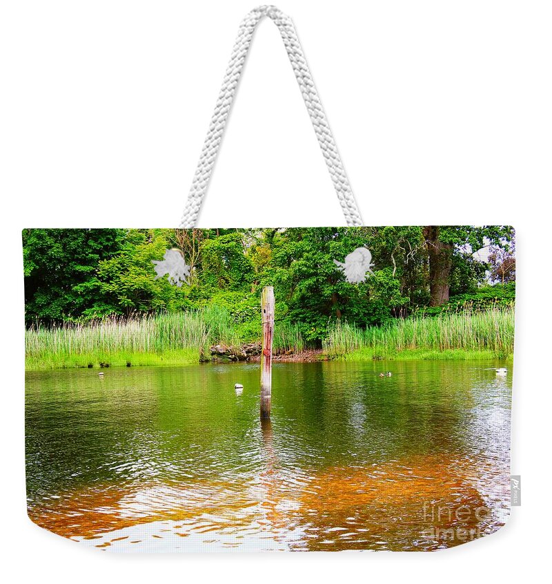 Water Weekender Tote Bag featuring the photograph Old Weathered Pilling by Judy Palkimas