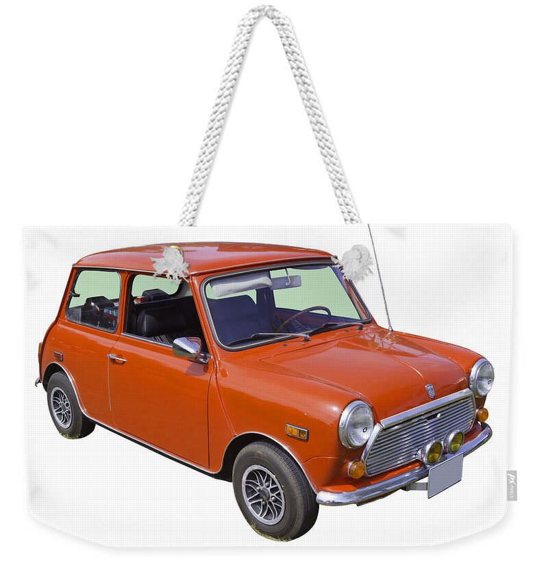 Car Weekender Tote Bag featuring the photograph Red Mini Cooper by Keith Webber Jr