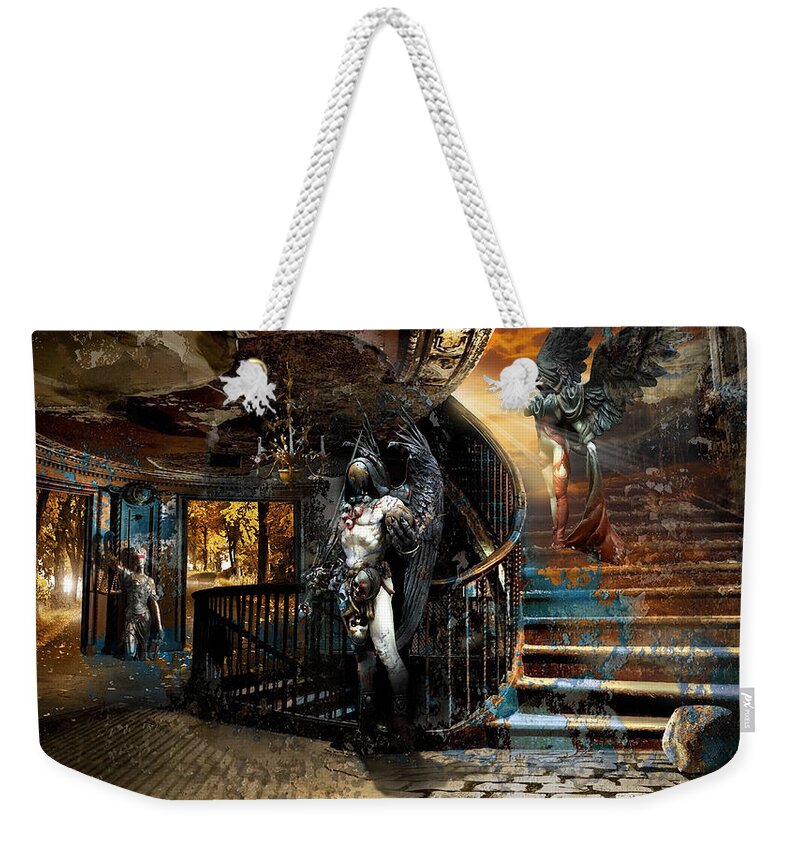 Angel Grim Reaper Femida Weekender Tote Bag featuring the digital art Stairway to Heaven vs. Stairwell to Hell by George Grie