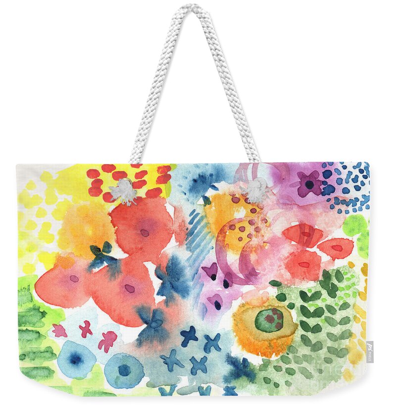 Watercolor Weekender Tote Bag featuring the painting Watercolor Garden by Linda Woods