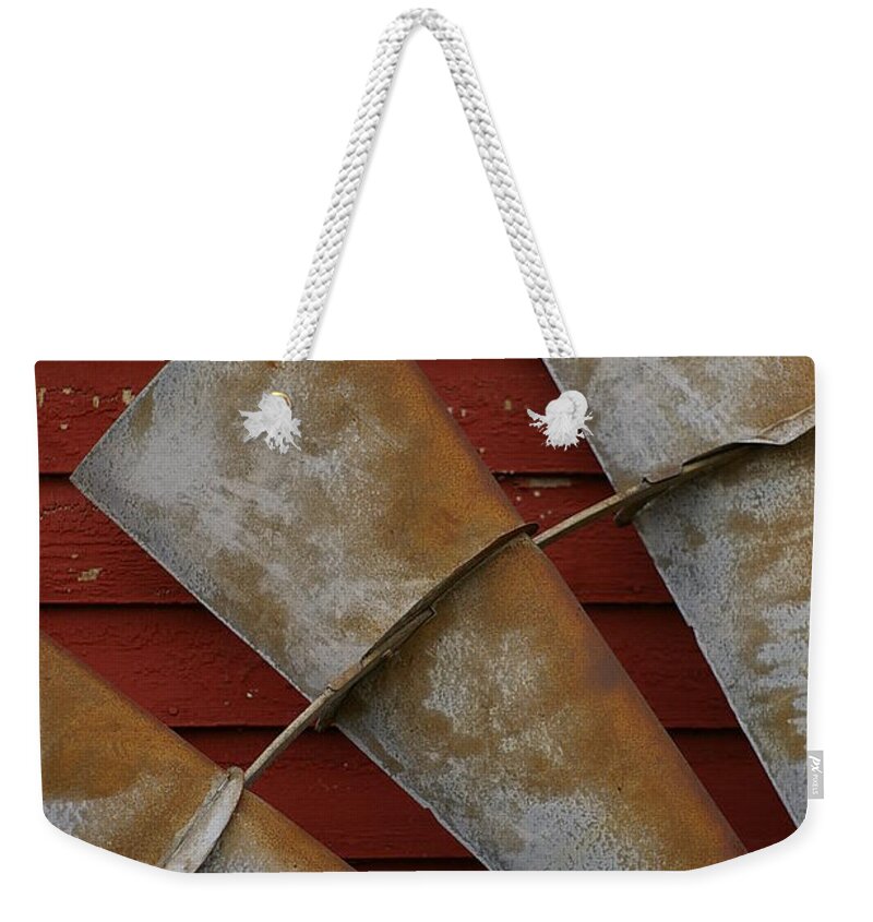 Windmill Weekender Tote Bag featuring the photograph WindFan Leaning by Randy Pollard
